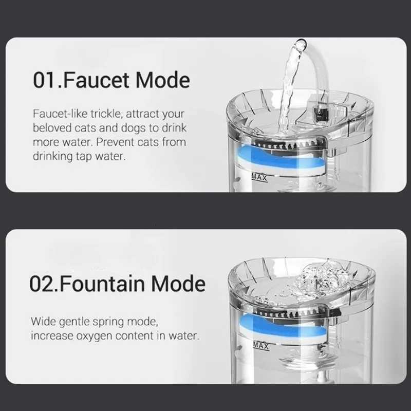 Auto Smart Cat Water Fountain Quiet Tilted Design Energy Efficient Pet Drinker for Fresh Water Circulation M251204