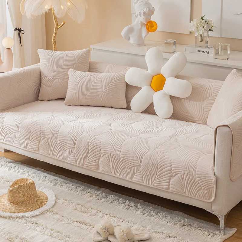 Thicken Sofa Mat Cover Nordic Leaves Jacquard Lounge Corner L Shape Sofa Towel Non-Slip Home Couch Covers Protector Living Room M251204 - view 7