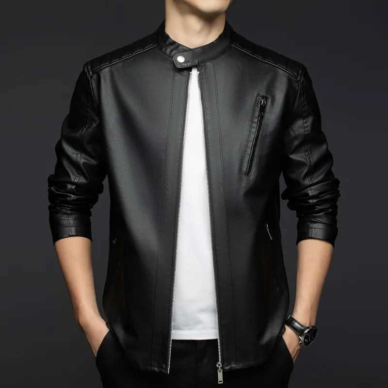 White Leather Jackets Mens Autumn Spring Fashion Trend Simple Personality Male PU Leather Jackets Winter Slim Windbreaker MensT251204