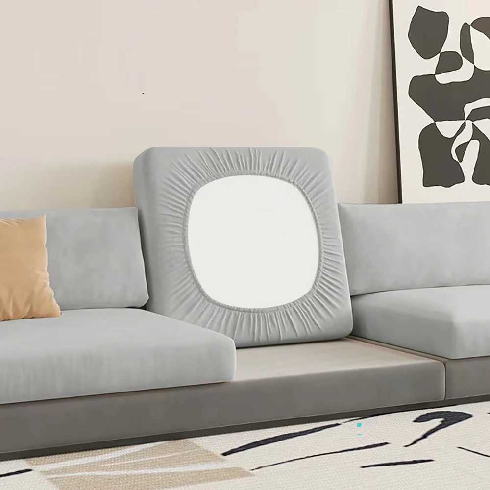 Super Soft Velvet Sofa Seat Cushion Cover Plain Color Stretch Thicken Sofa Cover Sectional Couch L Shape Corner Armchair Covers M251204 - view 3