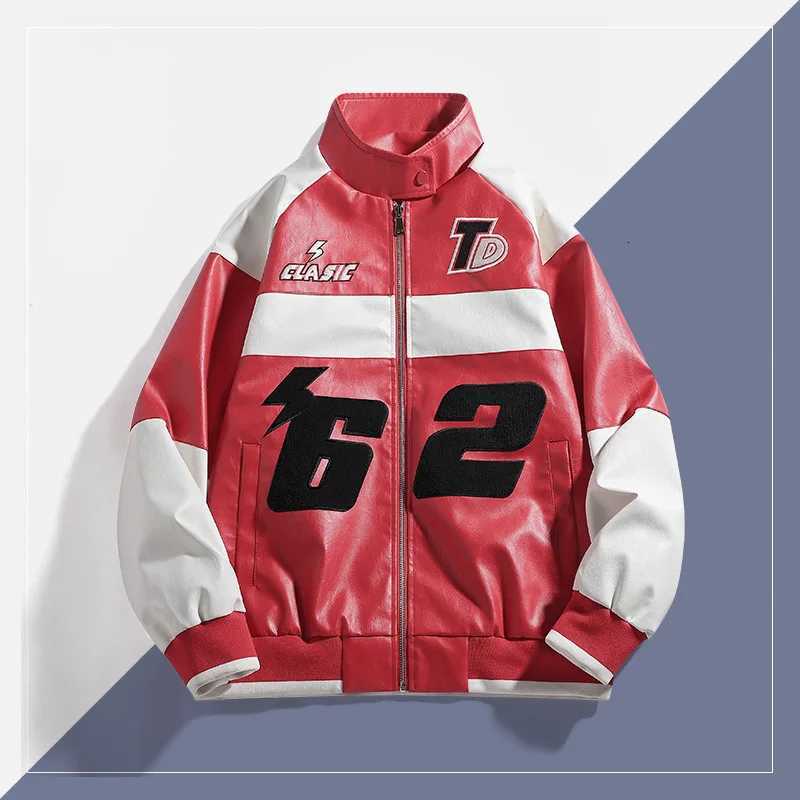 Autumn Men Coat Waterproof Windproof High Street Male Leather Outerwear Letter Printed Stand Collar Long Sleeve Man JacketT251204