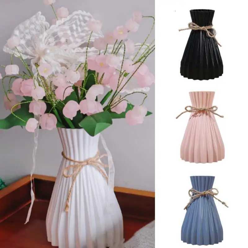 Plastic Flower Vase Creative Origami Vase European Pleated Vase Waist Folding Flower Vase Folding Paper Style Dry Flower Bottle H251204