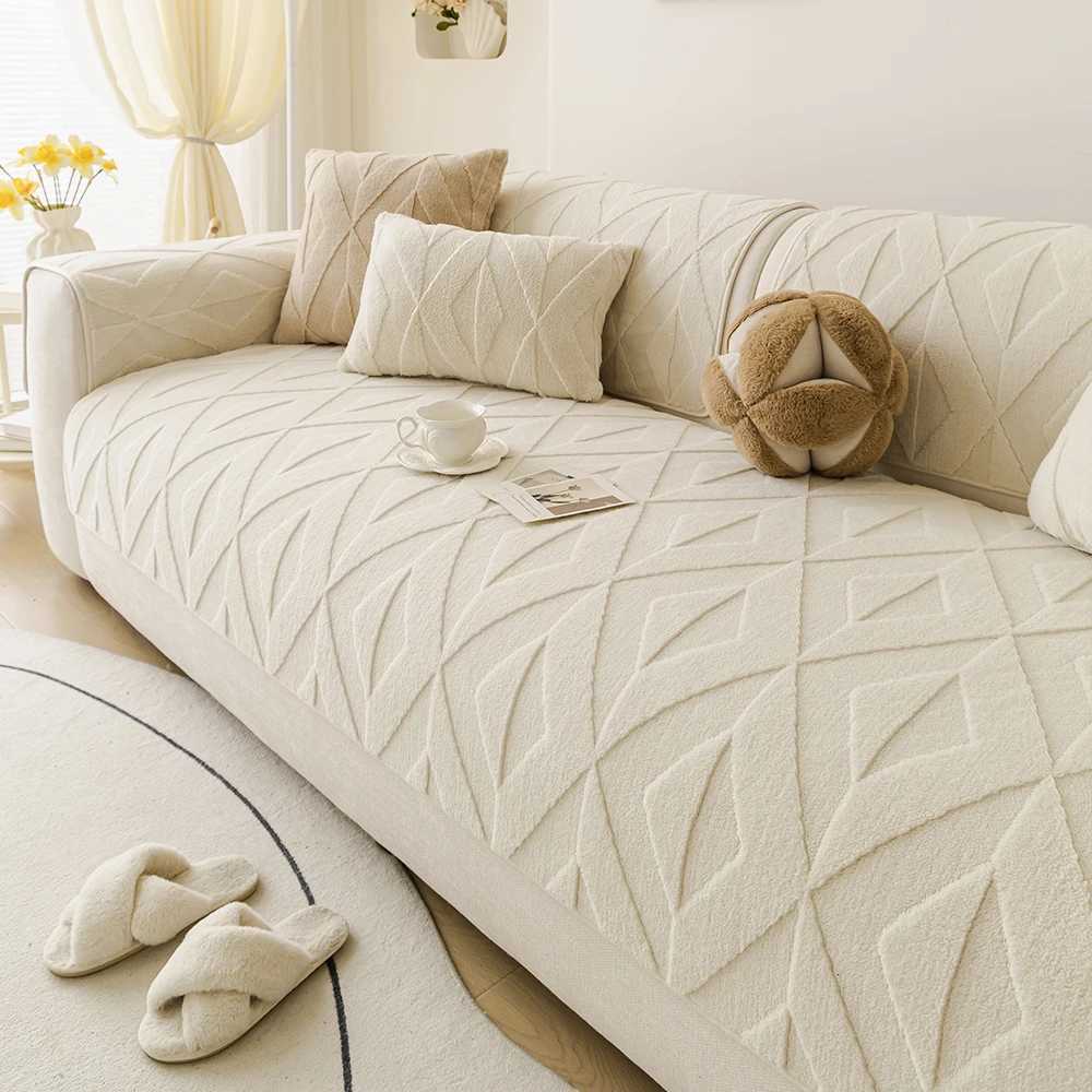 Jacquard Sofa Seat Cover Cotton fleece padded plush sofa cushion Pet Friendly Anti-slip Sofa Covers for living room 1-4 seat M251204 - view 4