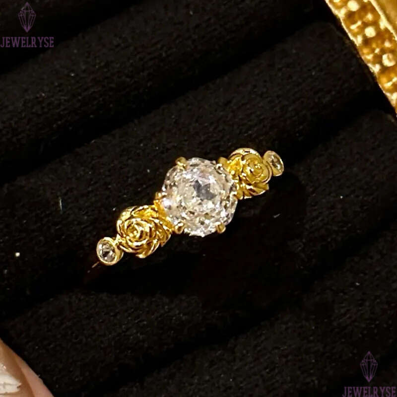 original 1ct s925 sterling silver rose cut designer ring for woman wedding party 5A cubic zirconia luxury engagement diamond 18k gold rings jewelry si