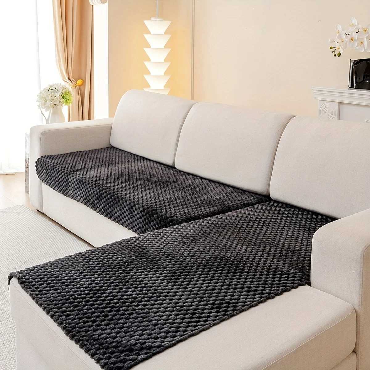 2pcs/Set Honeycomb Jacquard Plush Sofa Covers for Living Room Corner Sofa Couch Seat Cover Sofa Towel M251204 - view 7
