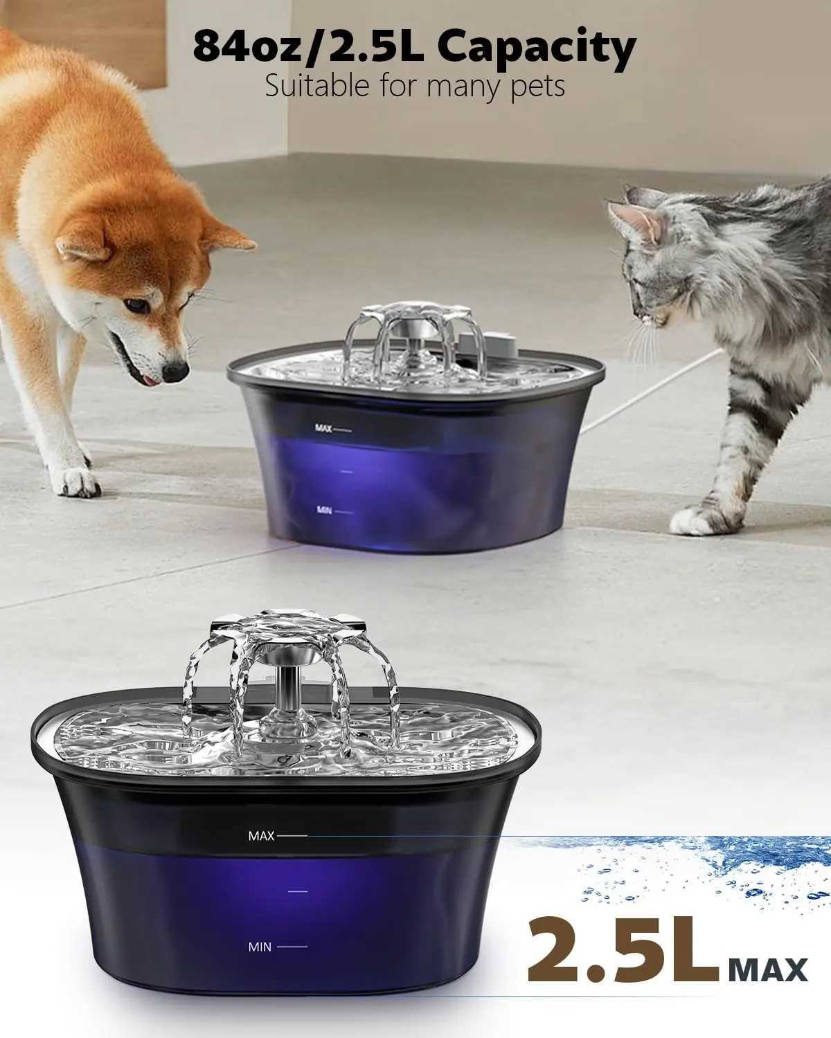 25L USB Pet Water Feeder Automatic Smart Drinker Water Auto Feeder Bowl Cat Dog Drinking Fountain Water FountainNo 5V 1A Plug M251204