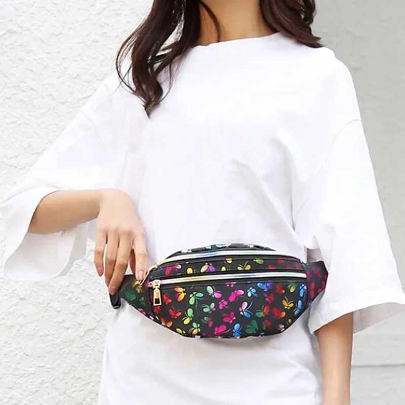 Leaf Printed Female Waist Bags Large Capacity Fanny Pack Mens Belt Bag Women Fashion Casual Canvas Travel Banana BagsT251204