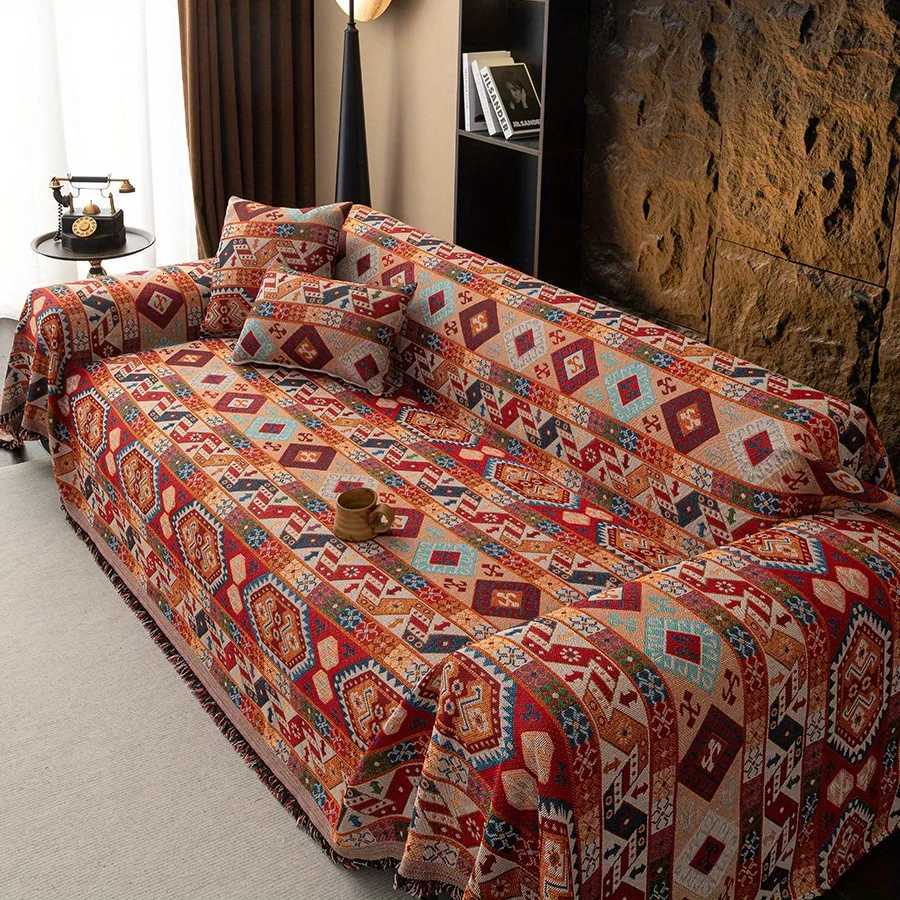 1PC Bohemian Style Sofa Cover Vintage Sofa Blanket Pet Scratch Proof for Bedroom Office Living Room Home Decor for New Year M251204 - view 4