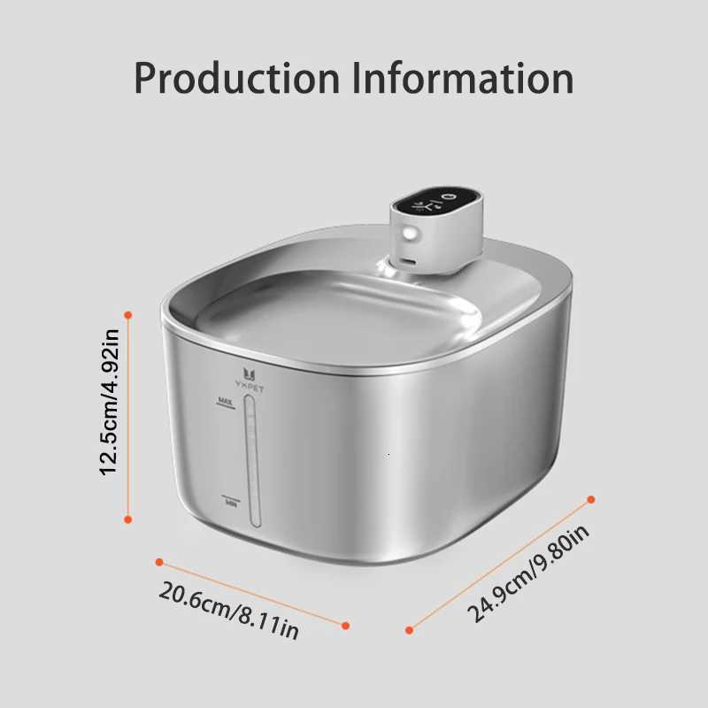 4L Stainless Steel Wireless Cat Water Fountain Charging Automatic Pet Drinking Motion Sensor Dog Water Dispenser M251204