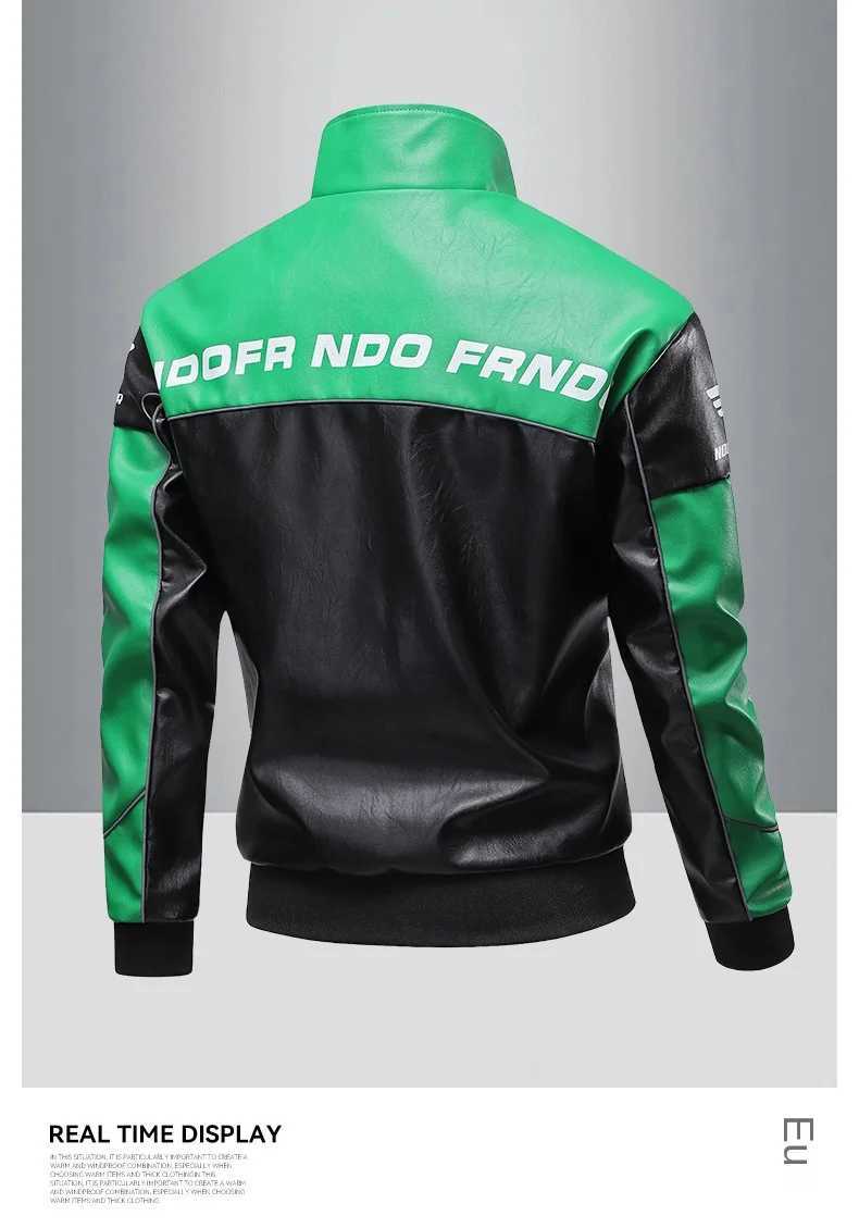 2024 new motorcycle leather jacket mens leather jacket mens coat contrasting racing suit jacket mens Hong Kong trend branT251204