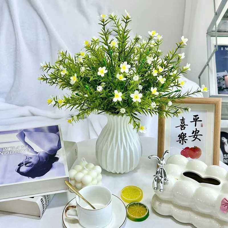 1 Pc Nordic Flower Vase Imitation Ceramic Plastic Flower Vase Living Ro Desktop Decoration Wedding Centerpiece Arrangement H251204