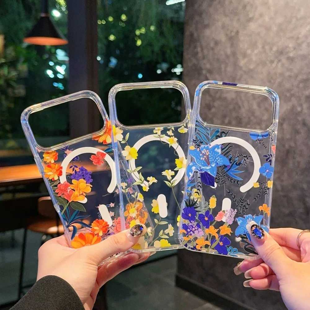 Watercolor Transparent Flowers Element Design Magnetic Phone CaseFor iphone 17 17Pro max 17Air Colorf Daisy case H251203