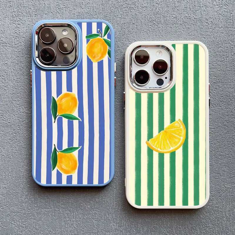 Red e Stripe Fruits Lemon ry Sillicone Phone Case for IPhone 16 15 14 Pro Max Plus 13 12 11 Pro Max XR XS X 7 8 SE2 Cover H251203