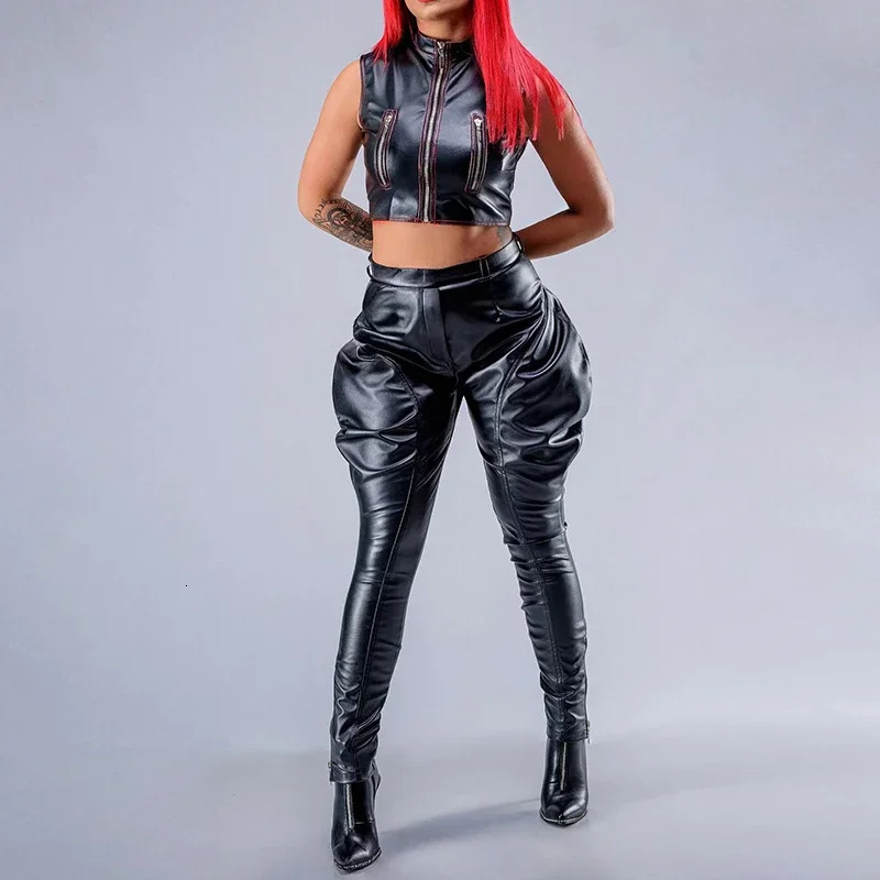 Women Faux Leather Breeches Pants Black Jodhpurs PU Casual High Waist Harem Pencil Trousers Support Custom 251129