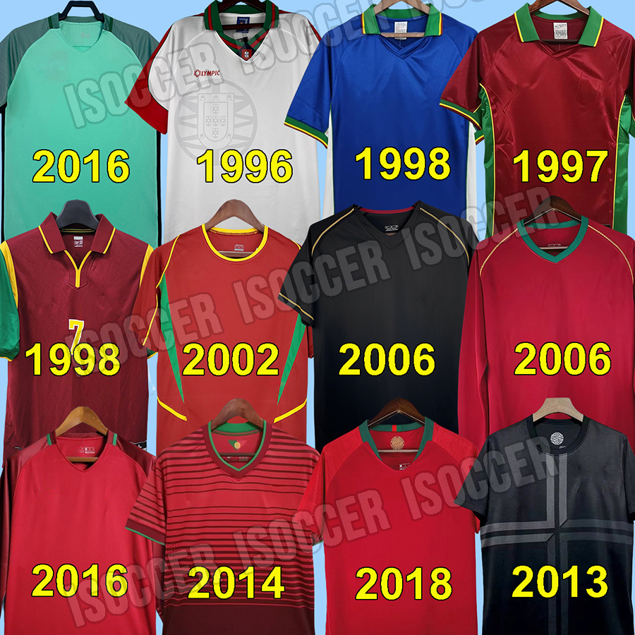 Portugal Retro Soccer Jerseys 1998 1999 2000 2004 2006 2008 2010 2012 2002 2004 RONALDO RUI COSTA FIGO NANI Classic Football Shirts Camisetas de futbol Vintage
