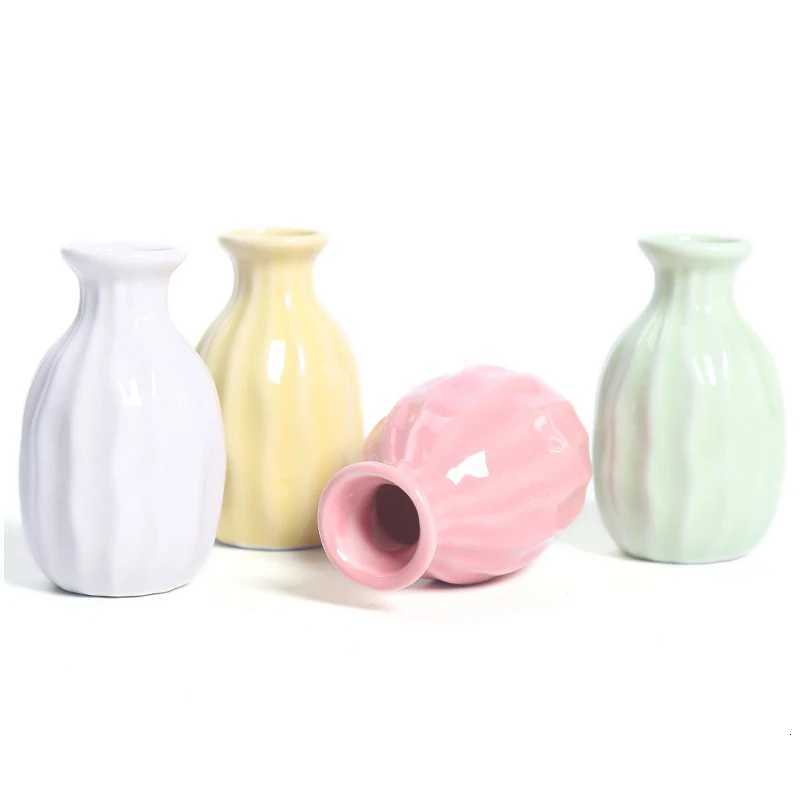 Ins Ceramics Flower Vase Nordic Hydroponics Vases Creative Ro Decor Mini Flower Plant Bottle Pots Table Ornament Colorf Vase H251204