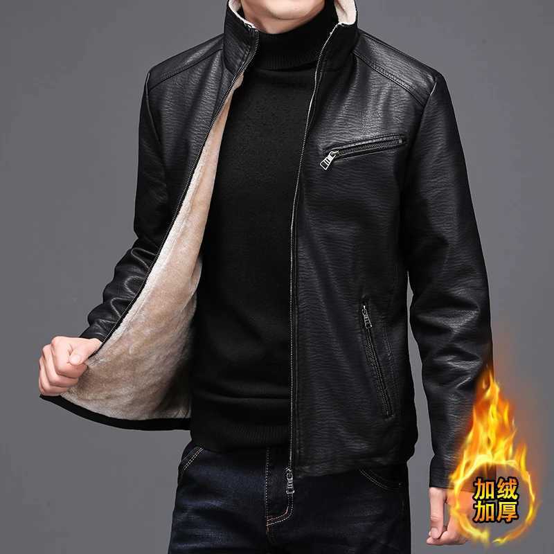 Mens Autumn Winter Thick Leather Jacket Men New Oversized Loose Standing Collar Brand Trend Jacket Men Moto Pu Leather JacketT251204