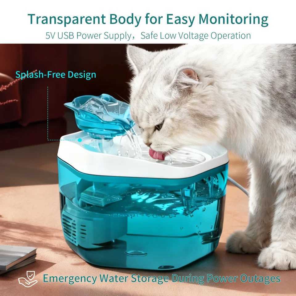 Cat Fountain 12L/4223fl oz Cat Water Dispenser Pet Drinking Fountain USB Powered - Suitable for Cats/Small to Medium Dogs M251204