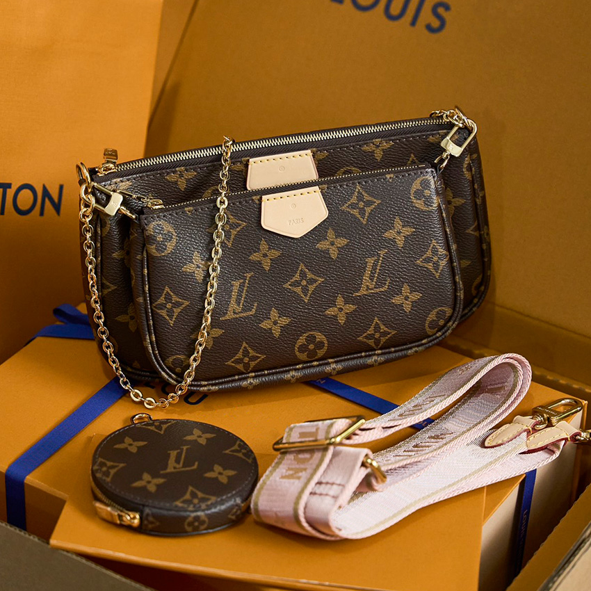 Designer bag Tote bag Luxury bag Handbag coin purse Brown five in one key bag Women's crossbody bag High-quality chain shoulder bag Printed leather armpit bag