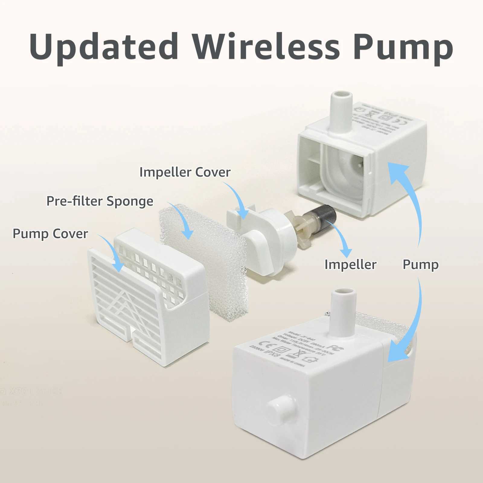 AQHH Wireless Pump Pet Water Dispenser Automatic Circulation Filtration Water Dispenser USB Electric Mute Cats Water Dispenser M251204 - view 6