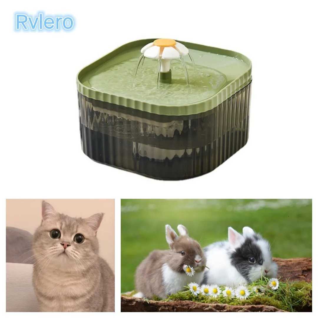 15L Cat Water Automatic Quiet Water Wired loop Dispenser Flower USB charge Cat Dogs Pet drinking water with Replacement Filters M251204