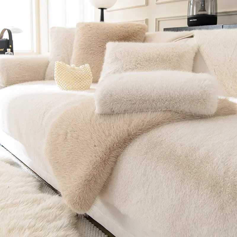 1PC Rabbit Plush Sofa Seat Cover Warm Sofa Towel Slipcover Universal Non-slip L shape Couch Blanket Seat Cushion for Living Room M251204 - view 4