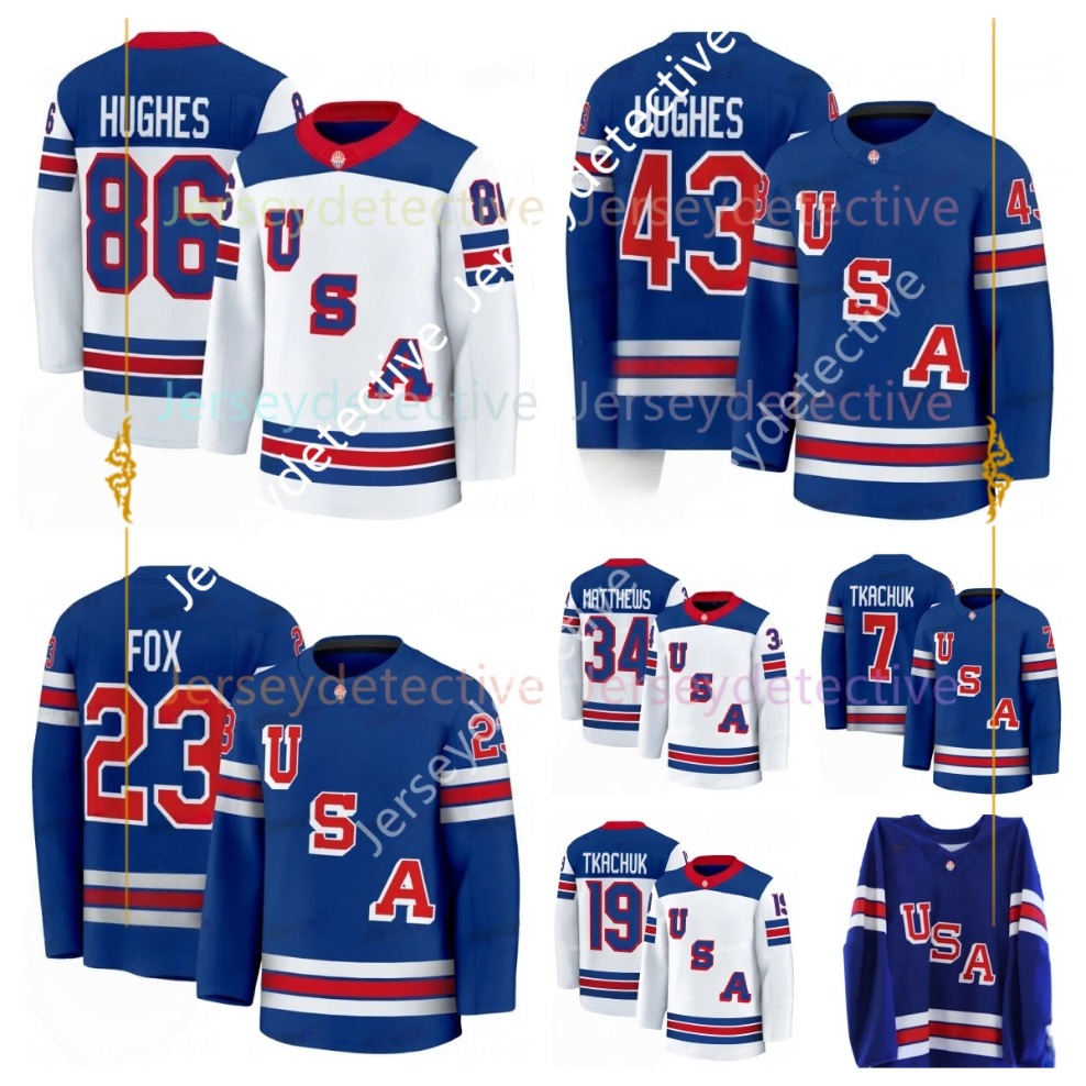 Ice Team USA 2026 Winter Hockey Jersey J.T. Miller Matthew Tkachuk Jason Robertson Larkins Tage Thompson Cole Caufield Jack Eichel Clayton Keller