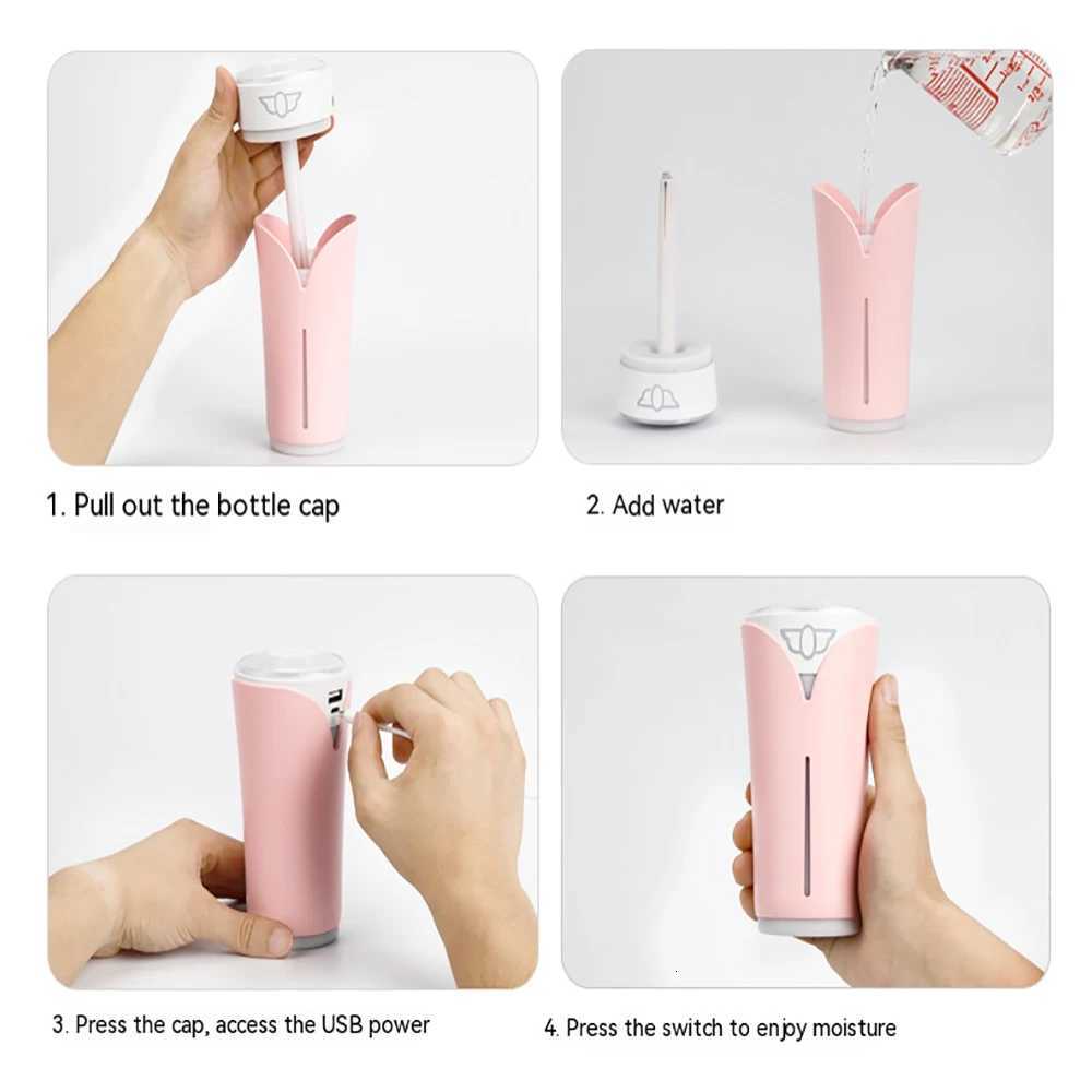 Portable Air Humidifier Mini USB Ara Diffuser With Cool LED Light Mist For Bedro He Car Plants Purifier Humificador 280ml C251204