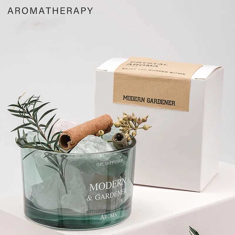 Household Fireless Crystal Aromatherapy Ornament Set with Essential Oil Diffuser Stones - Jasmine Scent for Bedroom Living Room Y251204