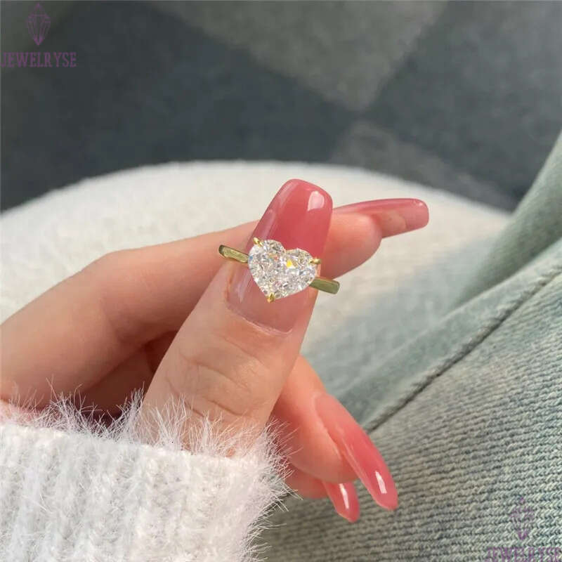 4ct heart gold ring designer for woman wed s925 sterling silver 8A zirconia white love bridal engagement wedding band rings womens luxury jewelry gift
