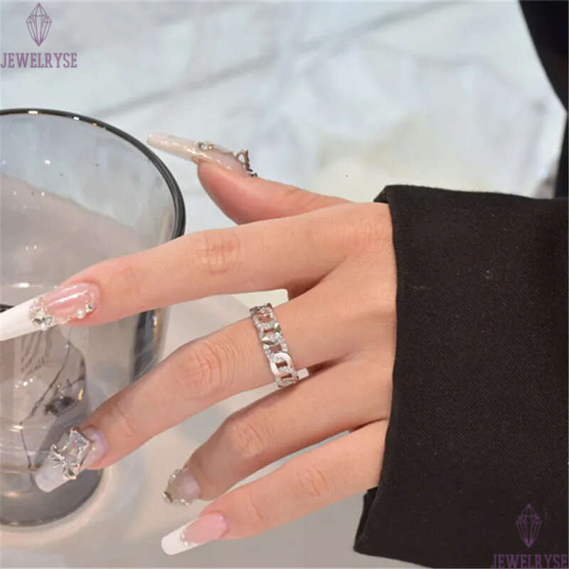 s925 sterling silver link chain ring designer for woman home daily outfit party 5A cubic zirconia diamond luxury band rings womens charm jewelry frien
