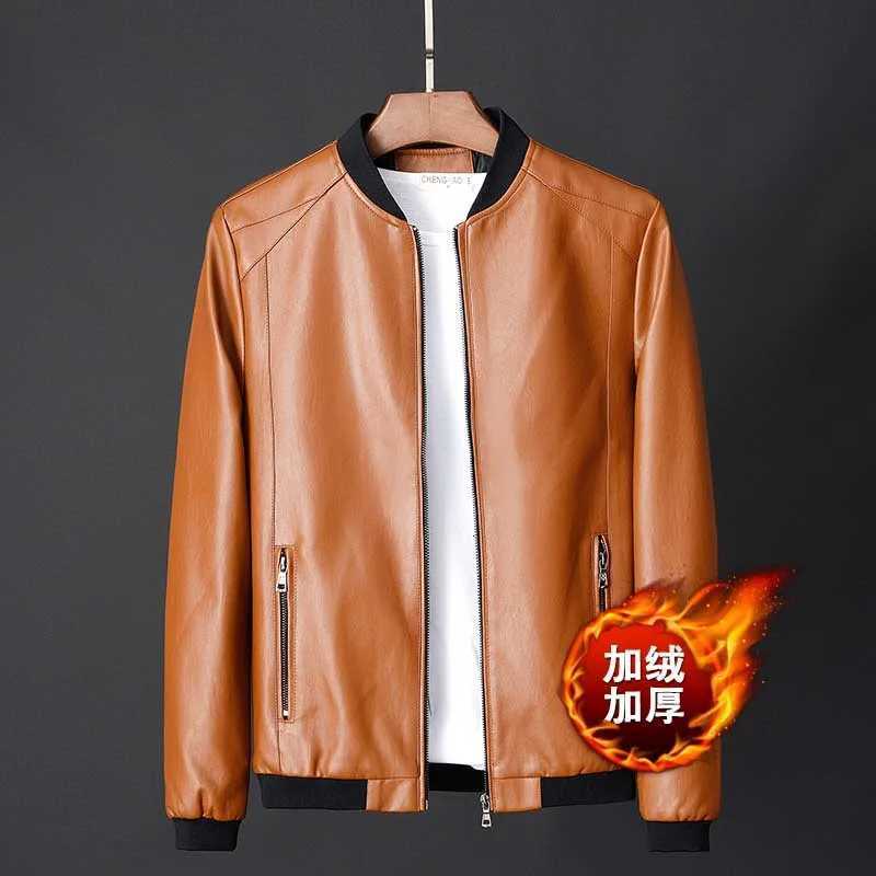 Plus size mens leather jacket winter autumn warm new trend motorcycle leather jacket men Fashion warm leather coatT251204