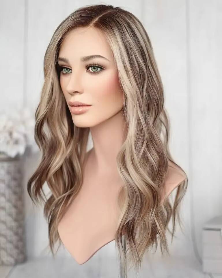 European Human Hair Double Drawn Ash Brown Balayage Natural Body Wave Short Je Kosher Certified HD Invisible Knots Wigs