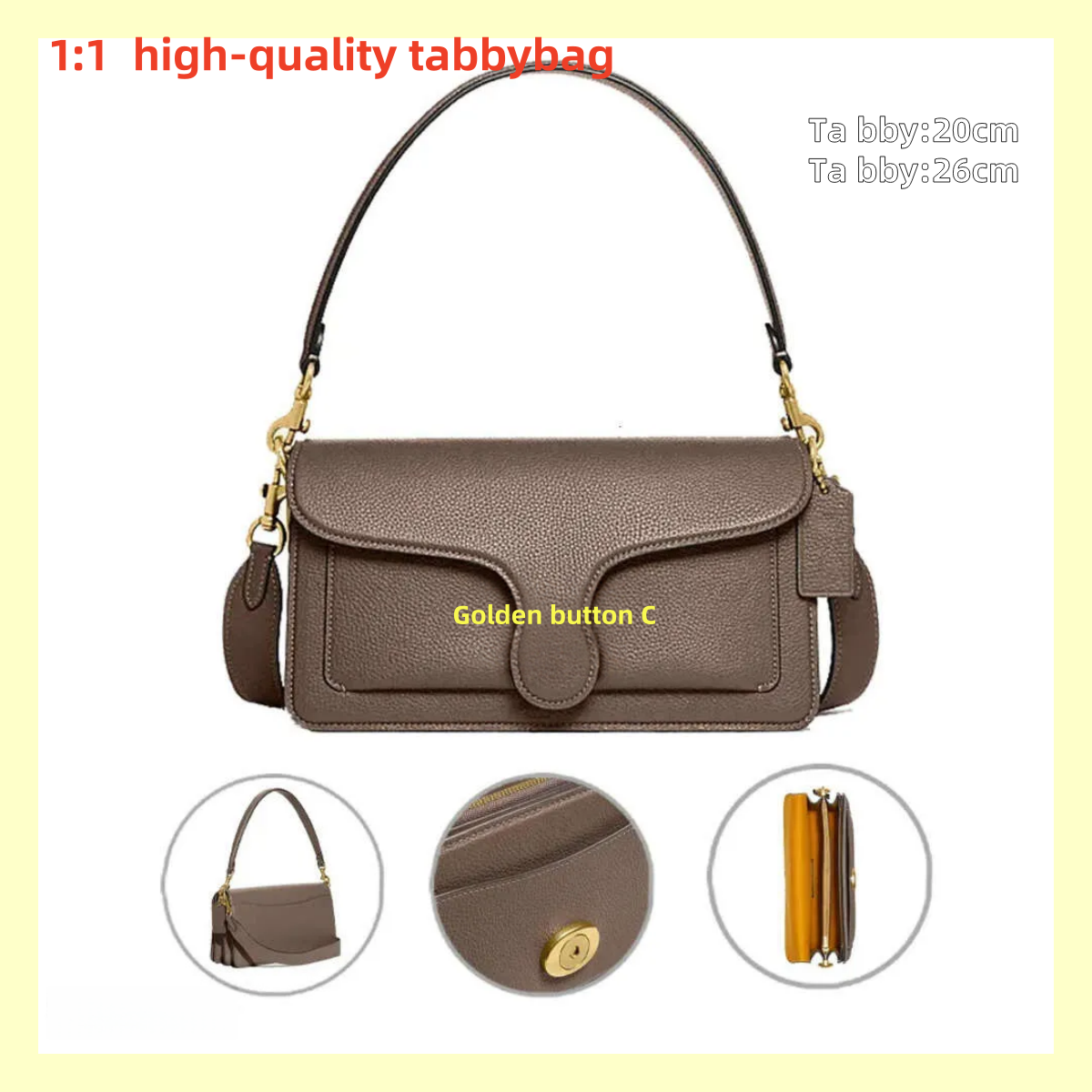 tabby 26 designer bag 1:1 tabby bag tabby soft chain shoulder bag genuine leather metal c-button handbag high-end diagonal cross bag factory price
