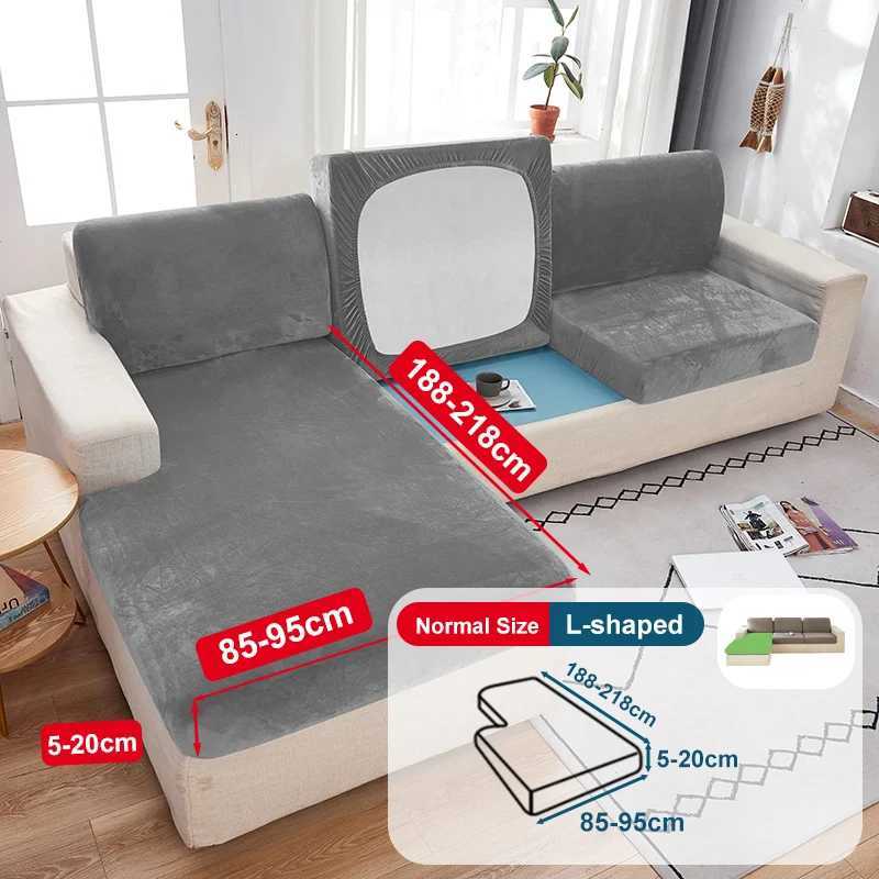 Soft Velvet Sofa Cushion Cover For Living Room Solid Color Polyester Spandex Slip-covers Furniture Protector Stretch CouchCovers M251204 - view 4