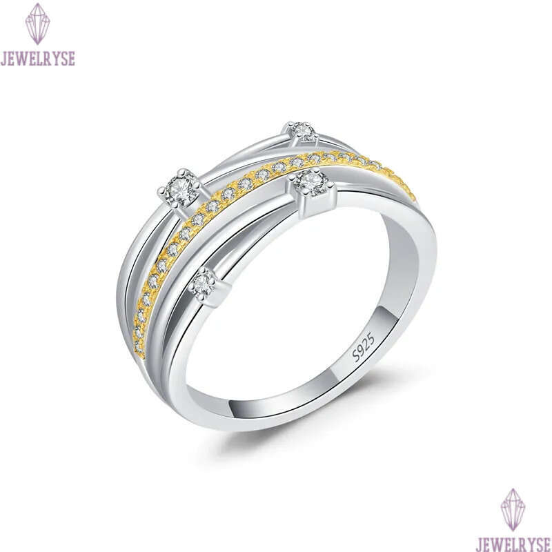 popular multilayer s925 sterling silver ring designer for woman daily outfit party 5A cubic zirconia diamond luxury gold band rings womens jewelry fri