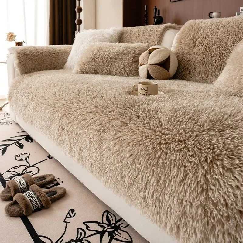 Thicken Plush Sofa Cushion Super Soft Non Slip Sofas Cover Artificial Plush L Shape Couch Blanket Towel Mat for Living Room M251204 - view 5