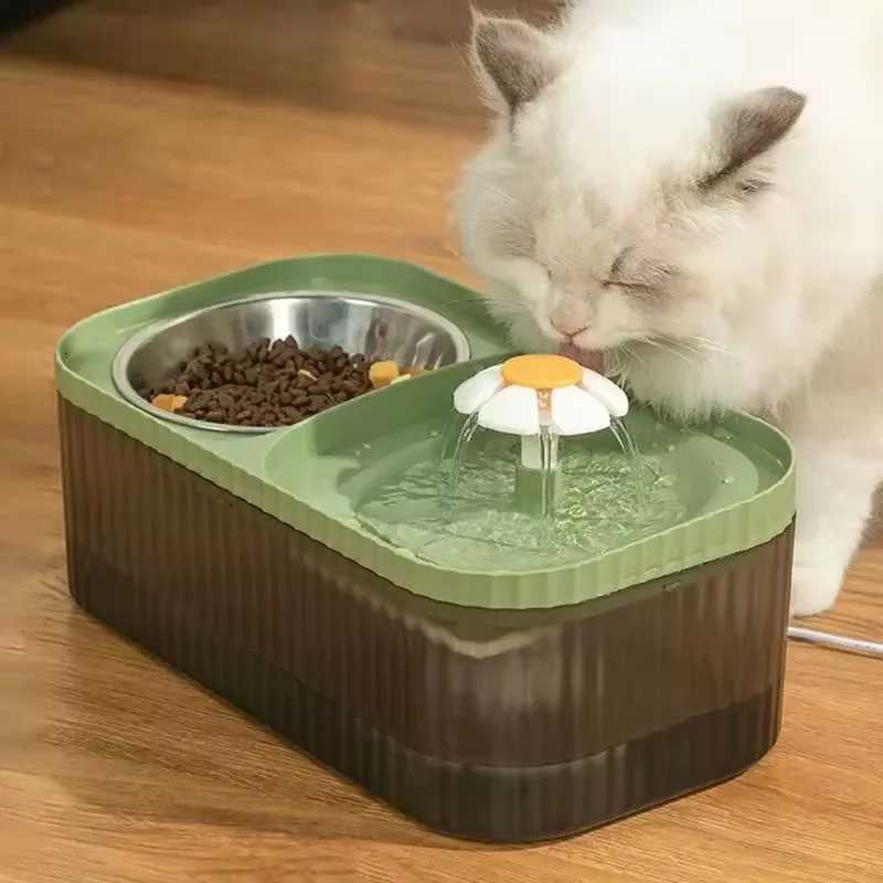 2in1 Water Fountain Cat Feeder Bowl 3L Cats automatic water dispenser with cat fountain filters Pet feeding watering supplies M251204