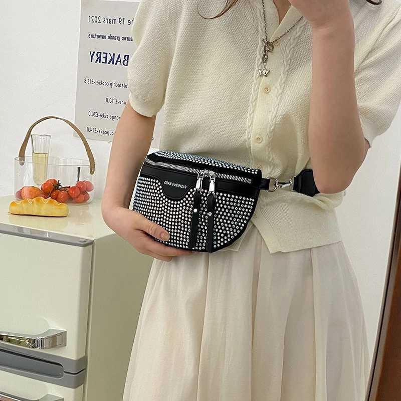 Casual Summer Waist Bag Waist pack Rhinestone Shoulder Crossbody Chest Bags Luxury Leather Fanny pack Two- piece Belt Bag ClutchT251204