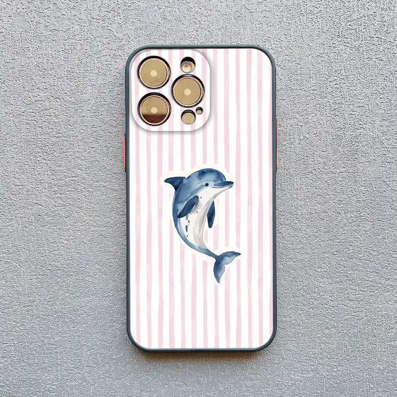 Ocean Life Theme Striped Phone Case for IPhone 16 15 14 Pro Max Plus 13 Mini 12 11 Pro Max XS X XR 7 8 Plus SE2 Shockproof Cover H251203