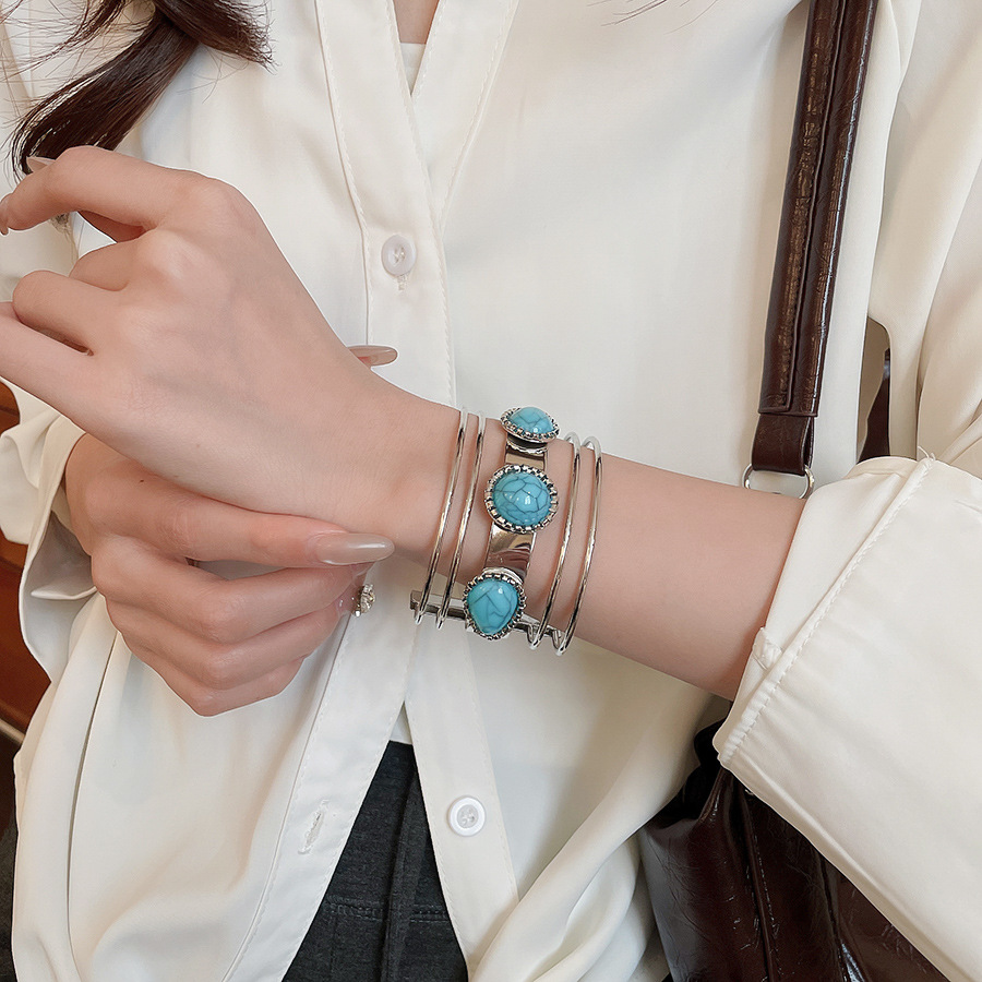 Acrylic Round Multi-layer Open Ethnic Style Light Luxury High-end Feel Bracelet European and American Cross-border Niche Jewelry for Women - view 6