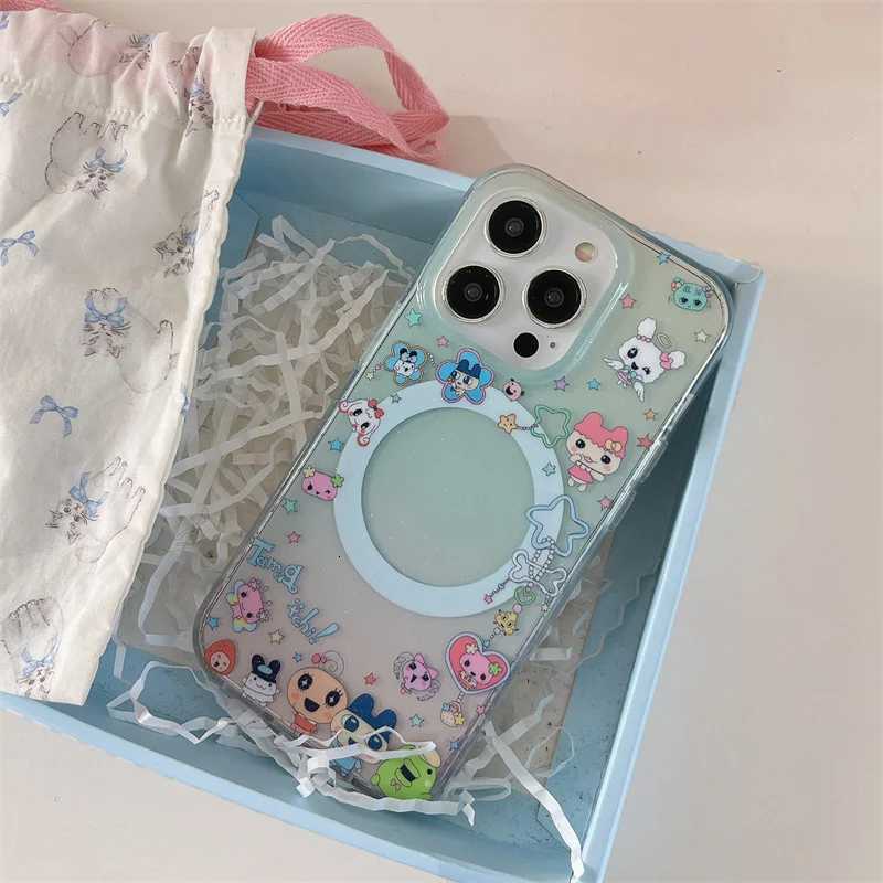 Kawaii Cartoon Magnetic Phone Case For iPhone 16 Pro 15 14 13 Pro Max Cover with Holder Shockproof Cute Cases 15 Prax H251203