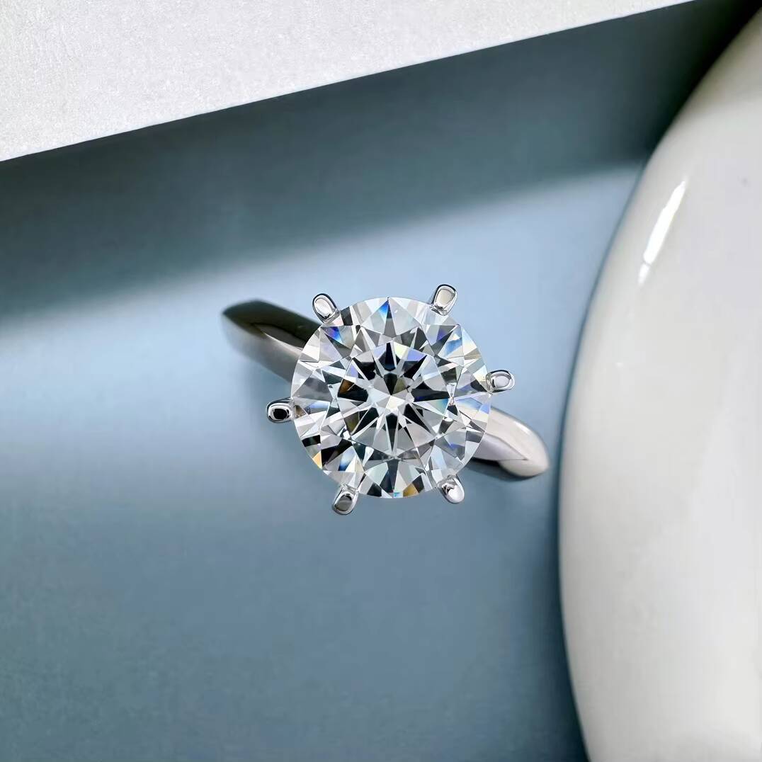 Etsy Wholesale Women Jewelry S925 Sterling Silver Gold Plated 1/2/3ct D VVS Moissanite Diamond Engagement Wedding Ring with GRA