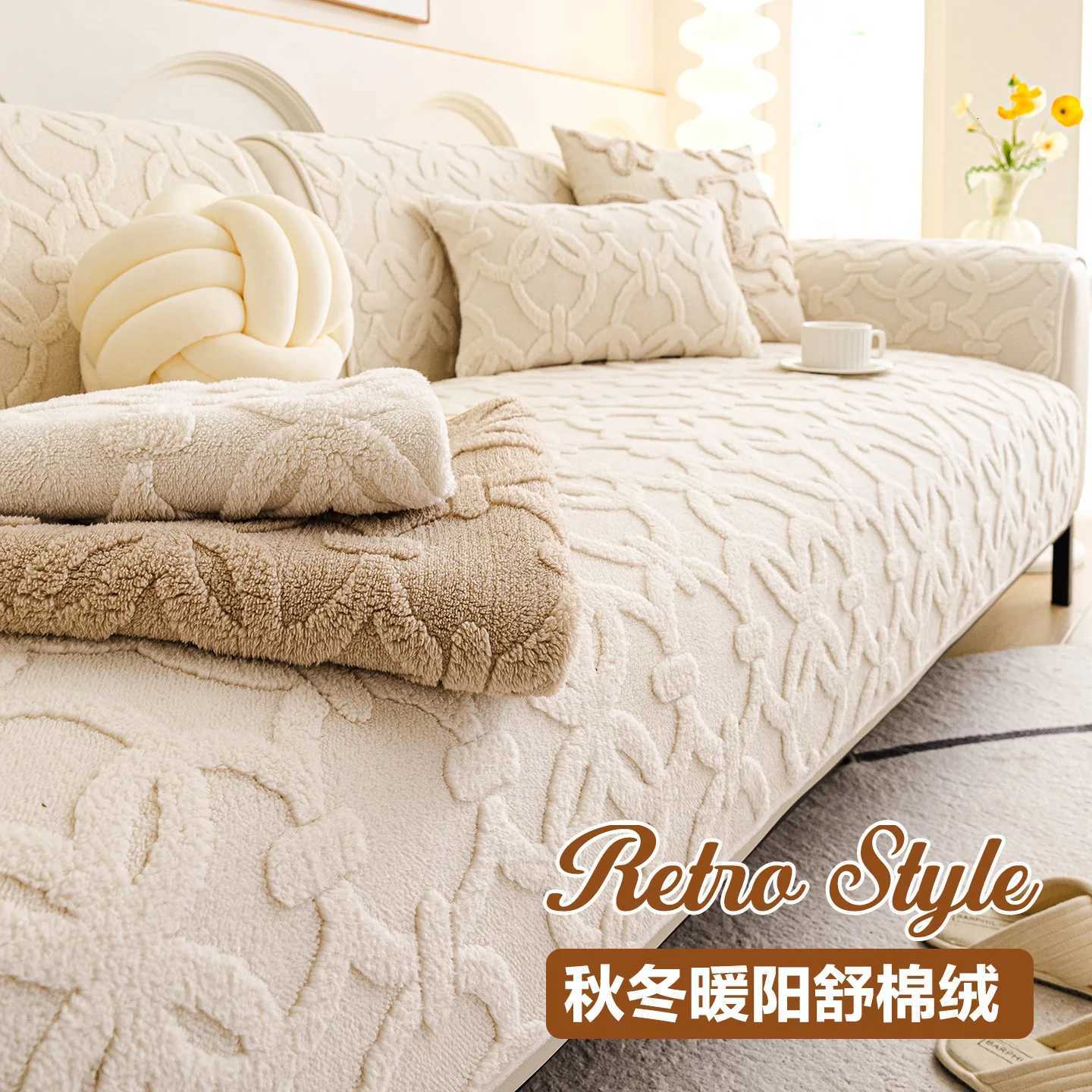 Winter Warm Plush Sofa Seat Cover Minimalist Anti-Slip Thickened Living Room Cushion Straight-Cut Throw for Living Room M251204 - view 6