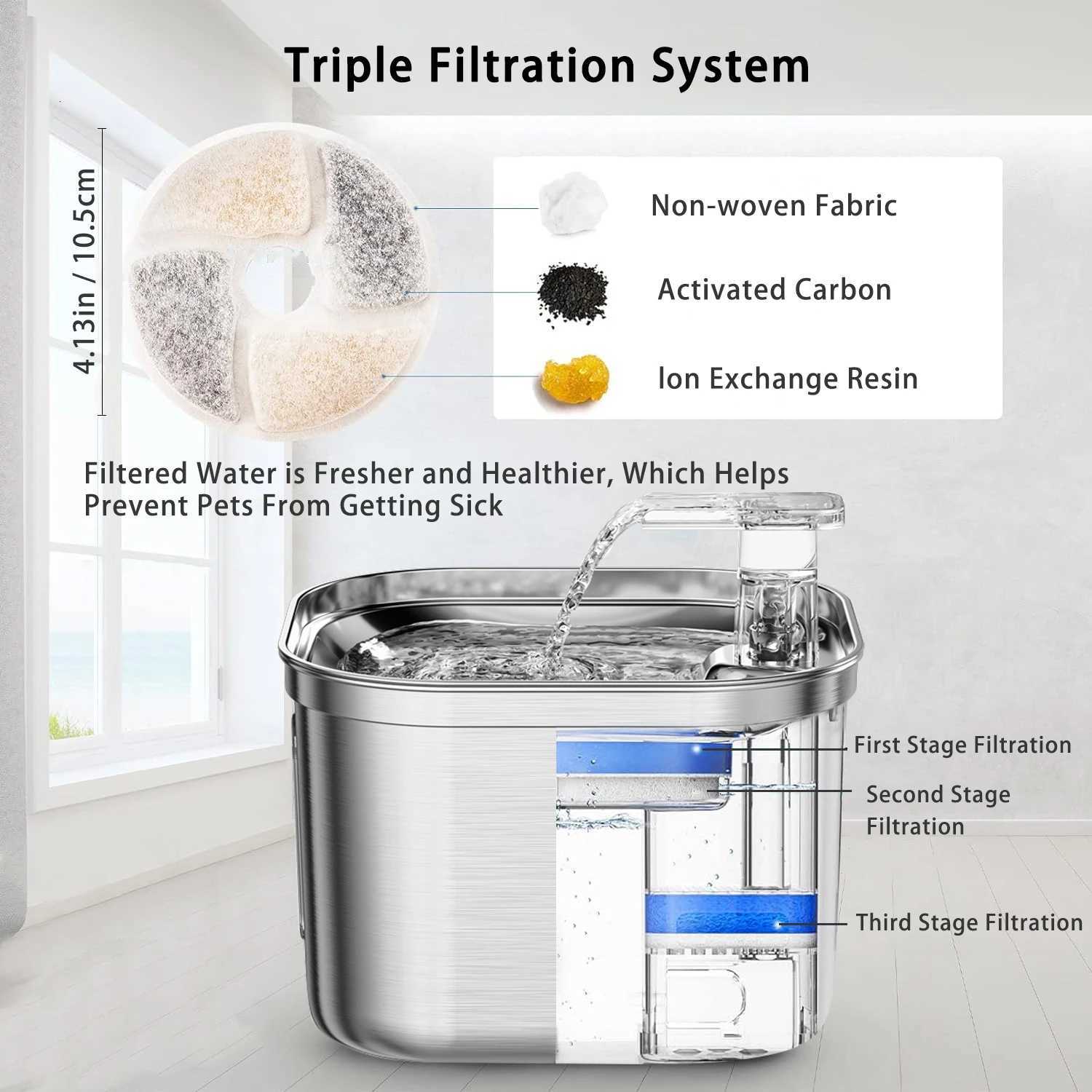 Cat Water Fountain 22L/74oz Stainless Steel Pet Water Fountain Dog Water Dispenser Automatic Cat Fountain Dog Bowls Cat Product M251204