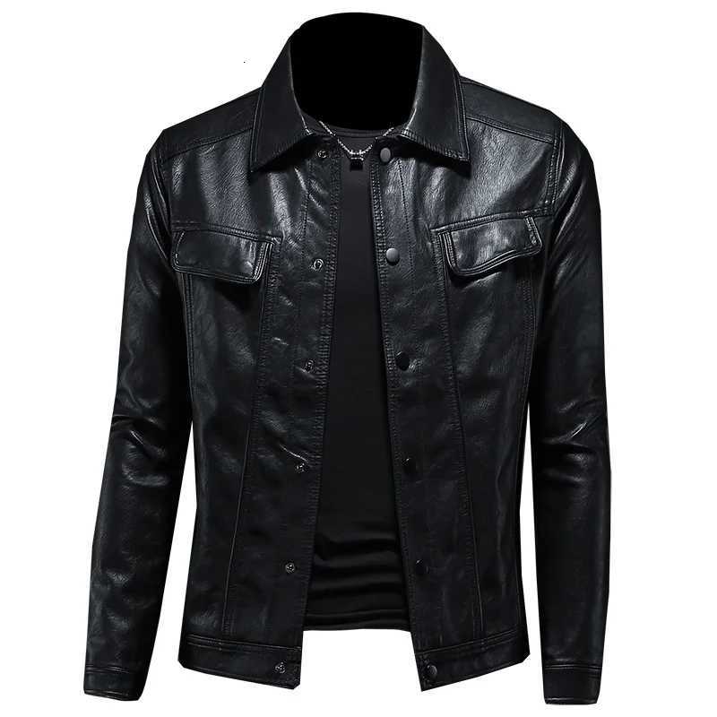 2024 Autumn and Winter New Mens Fashion Handsome Trend Casual Lapel Motorcycle Leather Coat Slim Stylish Man M-4XLT251204