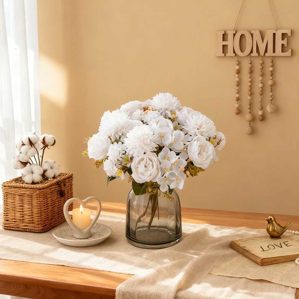 Artificial Flowers Silk Ball Chrysanthem Peony He Ro Wedding Bridal Bouquet Decora Vntine Outdoor Yard Garden DIY Gifts H251204