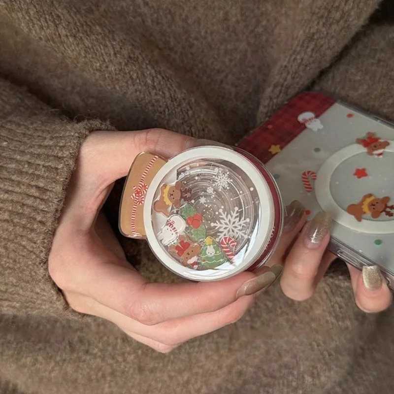 INS Korean Cute Snowflake Griptok Magnetic Phone Stand Foldable Wireless Charger Case for IPhone 17Pro Christmas H251203