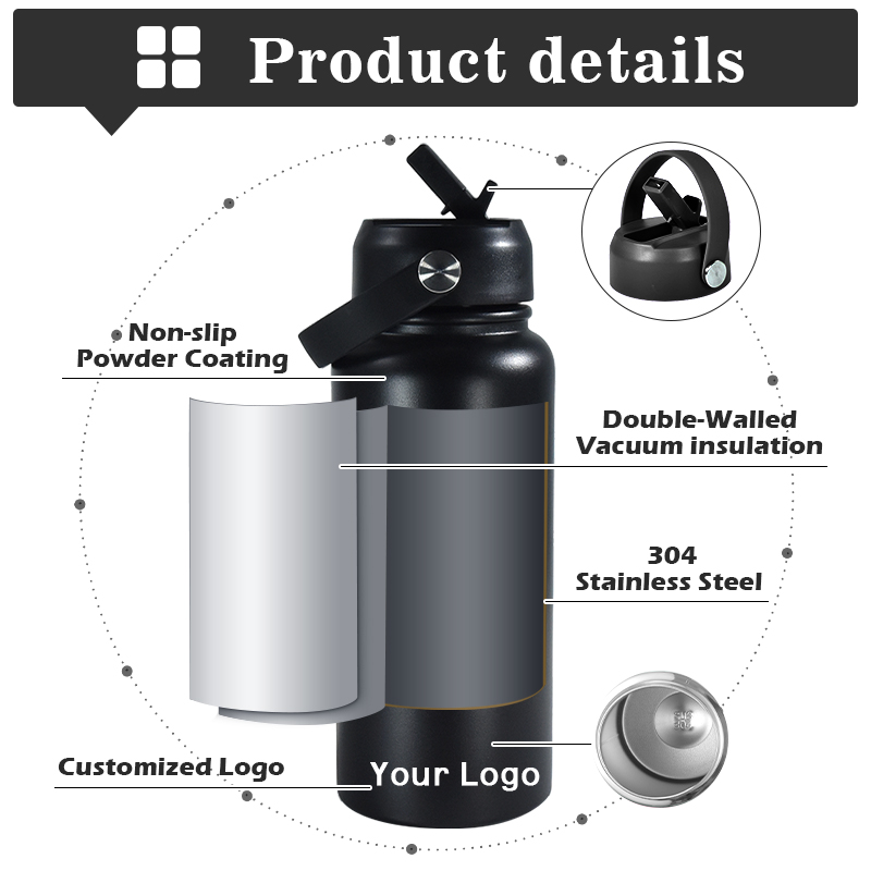 Wholesale 32oz Stainless Steel Sports Water Bottle Double Wall Insulated Vacuum Flask