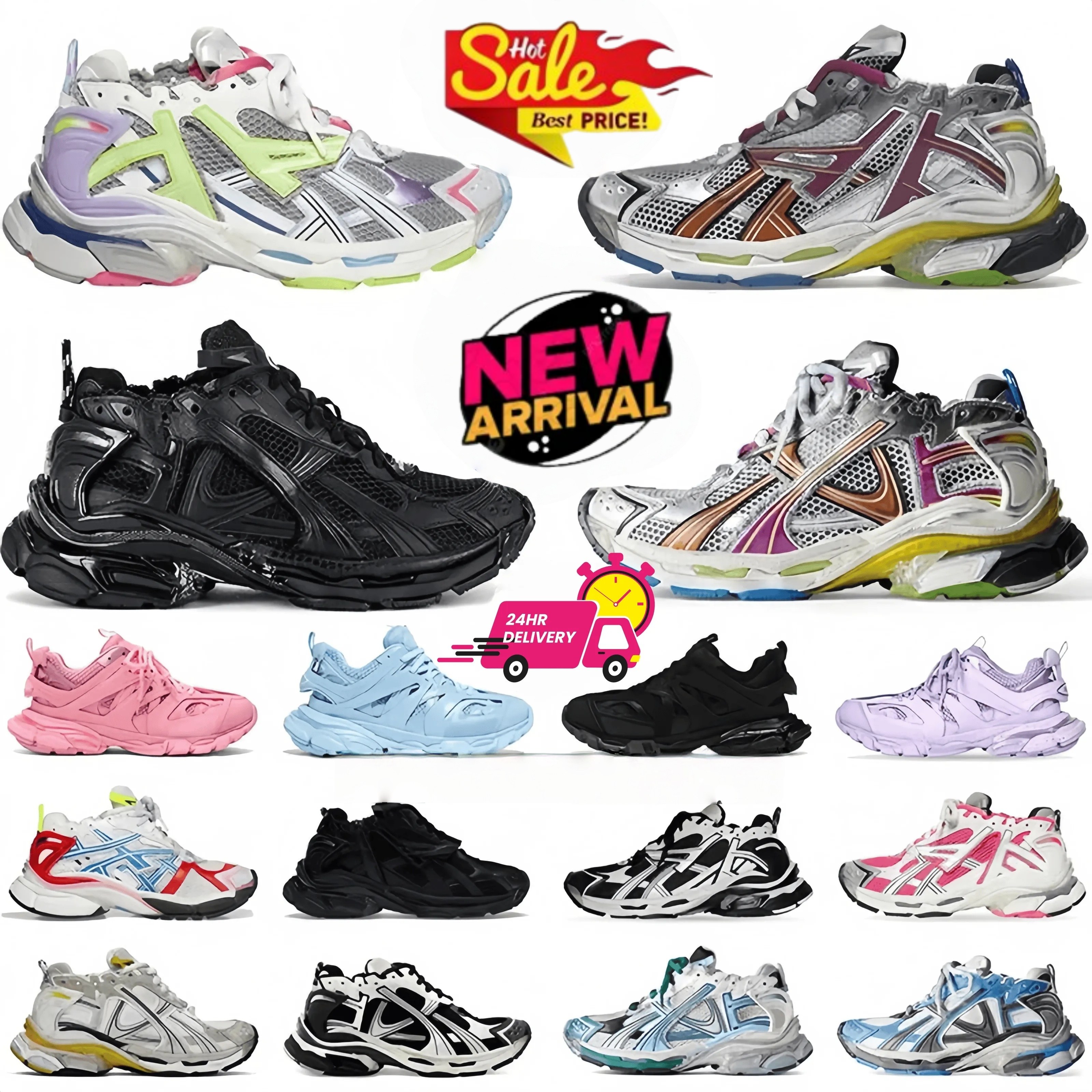 Designer Runner 7.0 7.5 Sneaker shoes Track 3.0 Men Women Triple White Black Pink Grey Beige Sneakers Gomma Leather Nylon Printed Platform Eur 36-46